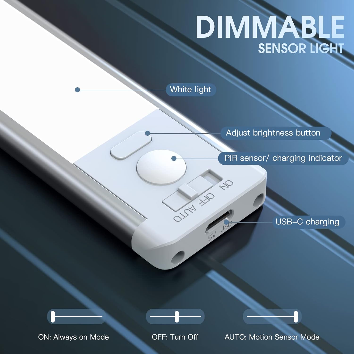 10inch 5 Levels Dimmable Magnetic Closet Lights, Wireless Under Counter Lights for Kitchen, Stairs